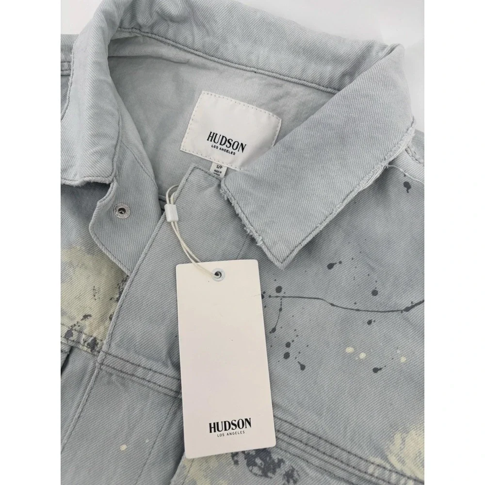 NWT Hudson Denim Trucker Jacket Sz S Streetwear Paint Splatter MSRP $395